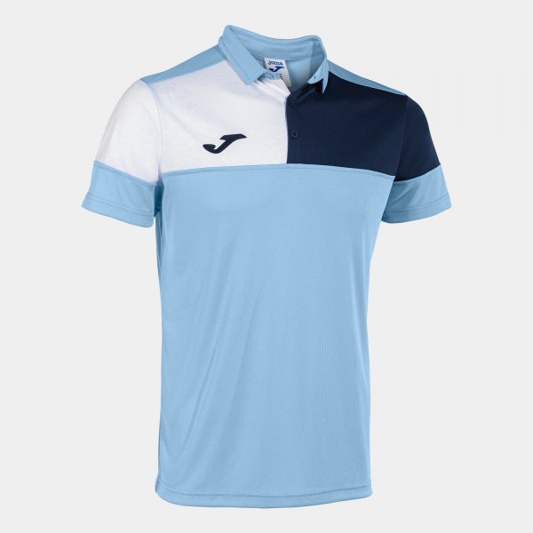 CREW V SHORT SLEEVE POLO SKY BLUE NAVY WHITE