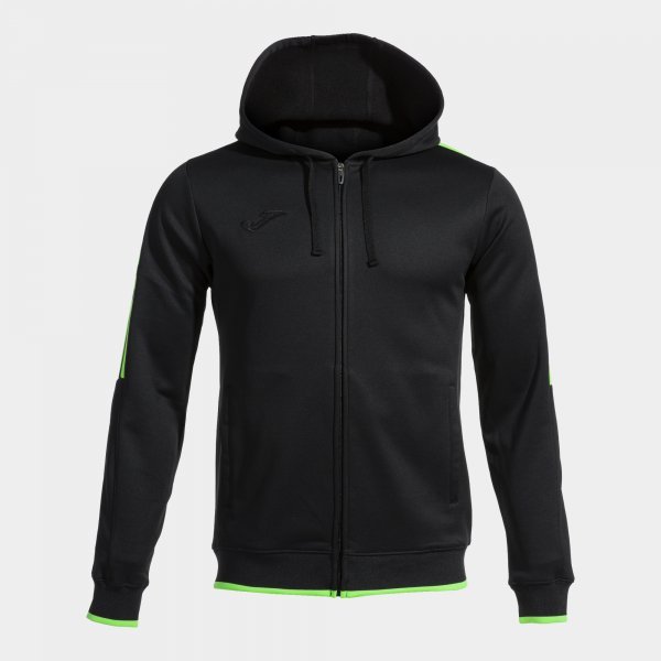 OLIMPIADA ZIP-UP HOODIE BLACK FLUOR GREEN