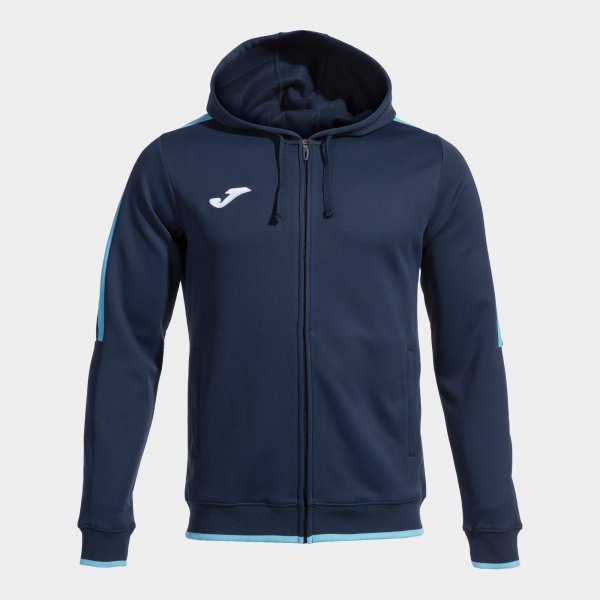 OLIMPIADA ZIP-UP HOODIE NAVY FLUOR TURQUOISE