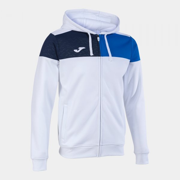 CREW V ZIP-UP HOODIE WHITE ROYAL NAVY