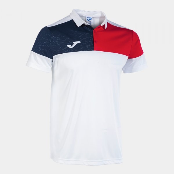 CREW V SHORT SLEEVE POLO WHITE RED NAVY