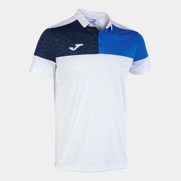 CREW V SHORT SLEEVE POLO WHITE ROYAL NAVY