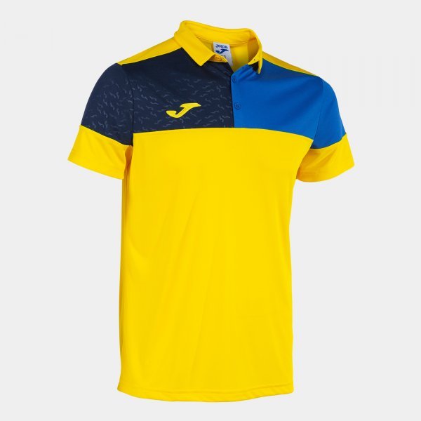 CREW V SHORT SLEEVE POLO YELLOW ROYAL NAVY S