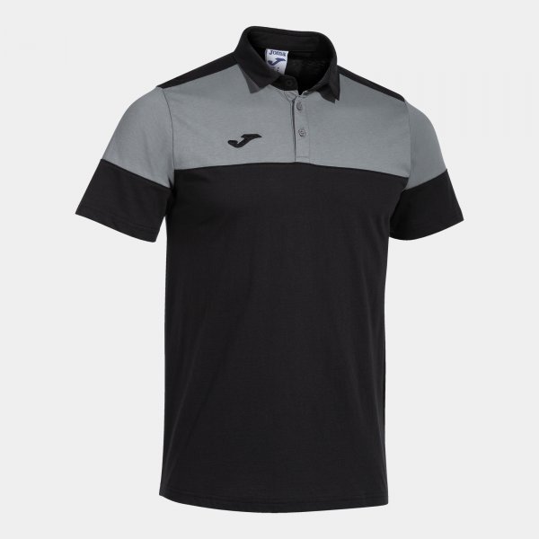 CREW V SHORT SLEEVE POLO BLACK GREY