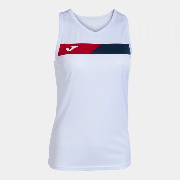 COURT SLEEVELESS SHIRT WHITE RED NAVY