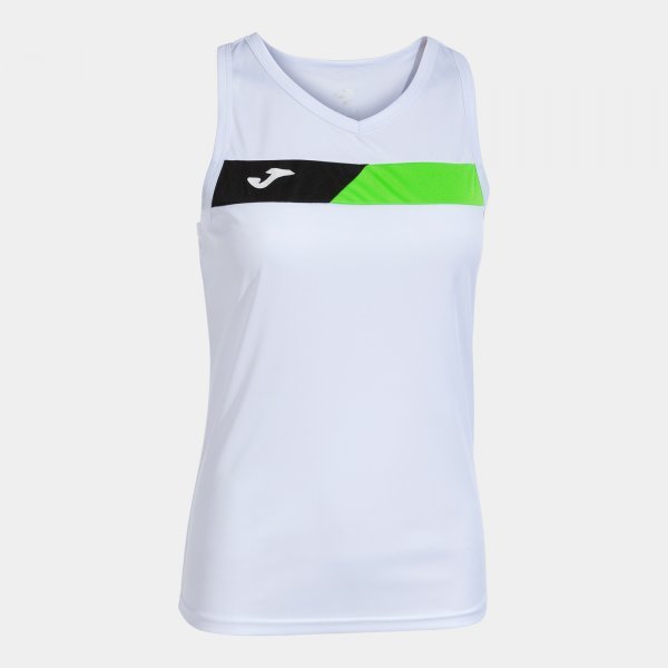 COURT SLEEVELESS SHIRT WHITE FLUOR GREEN BLACK