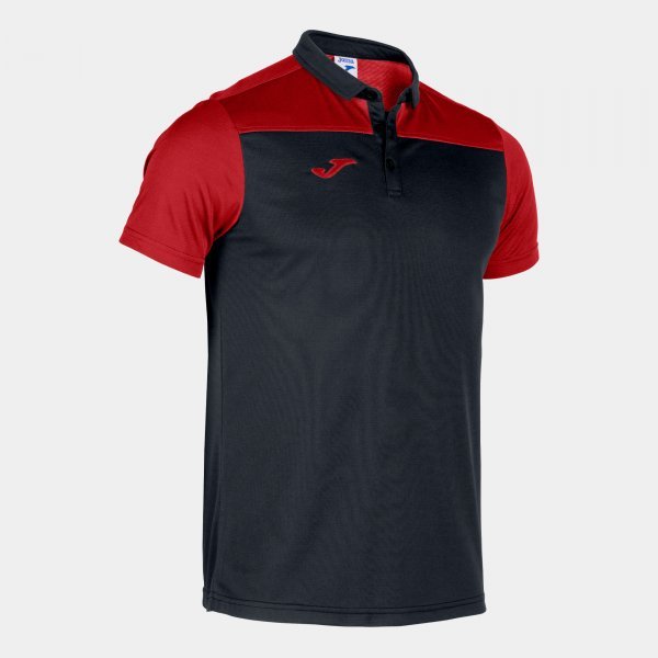 COMBI POLO SHIRT BLACK-RED S/S